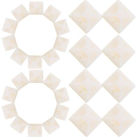 500 Supports de Serrage pour Câble Auto-adhésifs en Abs Blanc Base de Fixation Facile à Installer pour Organisation Sécurisée des Fils sous Bureau (1/5)