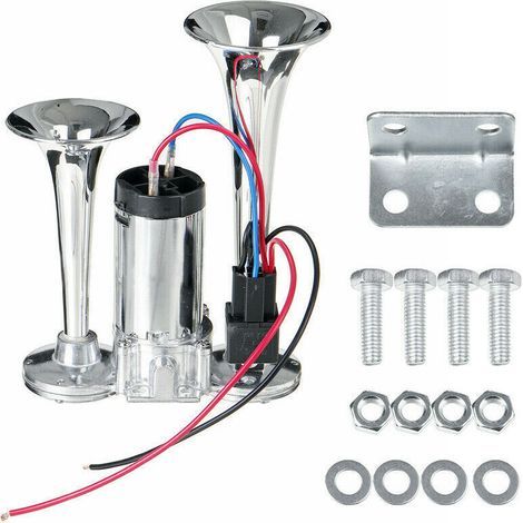 Ensemble de klaxons ��lectriques doubles ACOGEDO 12V 600DB, finition acier inoxydable, convient aux gros camions et autobus.