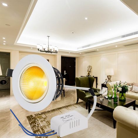 Spot encastré LED COB d'intérieur, 89 mm de diamètre, 100-240 V, 7 W, sans variateur, blanc chaud (1/5)