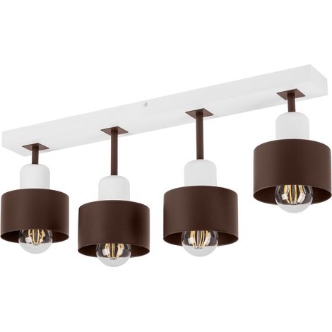 Lámpara de techo blanca de madera y metal de estilo escandinavo, 4xE27, iluminación LED moderna para salón, cocina, dormitorio, habitación infantil, loft. (1/5)