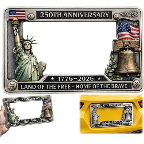 Cadre de plaque d'immatriculation 250e anniversaire support universel patriotique pour voiture camion et SUV multicolore (1/5)