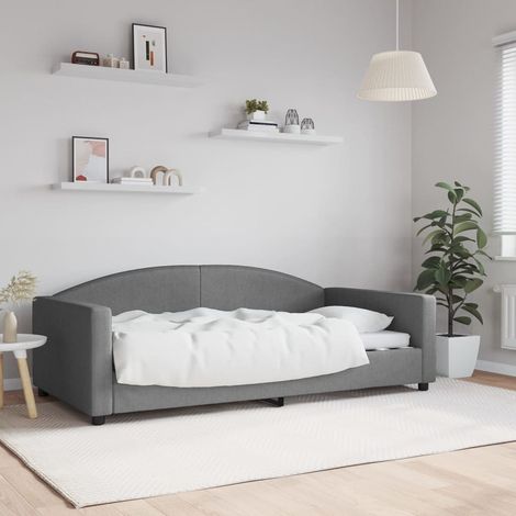 vidaXL Letto da Giorno Grigio Scuro 100x190 cm in Tessuto (1/5)