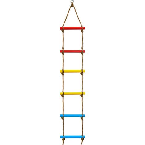 Strickleiter – 1 Stück – Holz und Nylon – Klettern und Balancieren – Für Garten und Innenbereich – 200 x 30 cm (1/2)
