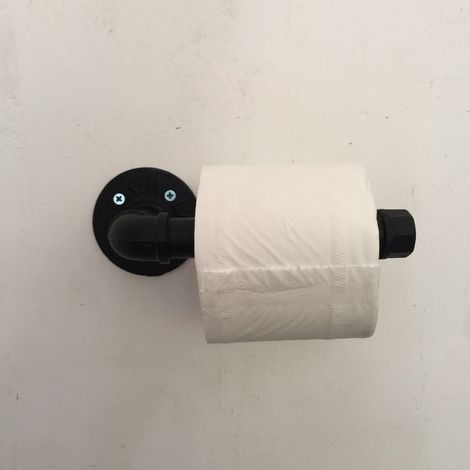 Sollbry Portarrollos de papel higiénico industrial, rústico, de pared, resistente, vintage, para baño, cocina, dormitorio (negro) (1/3)