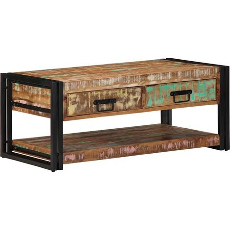 Coffee Table Multicolour 90x50x38 cm Solid Wood Reclaimed vidaXL (1/5)
