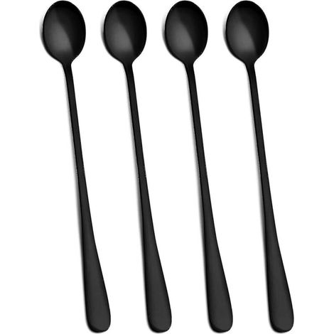 23 cm (9 Zoll) langer Eistee-Löffel, 4er-Set, schwarz (1/5)
