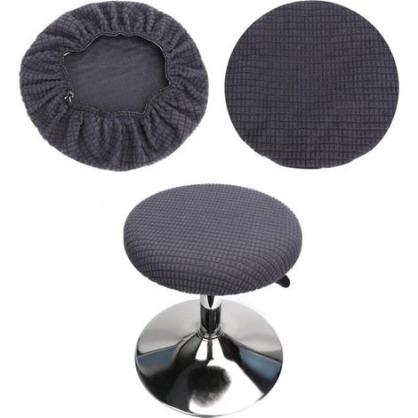 (Grey) 2 Pack Round Stool Covers, Round Bar Stool Covers, Washable and Easy Care, Soft and Durable, Suitable for 35-42cm Stools (1/5)