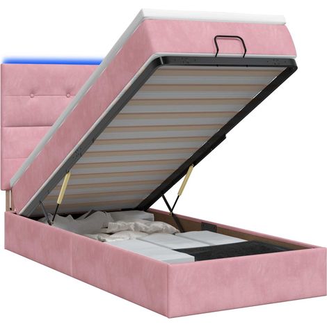 Maison Exclusive - Letto Ottomano con Materasso e LED Rosa 90 x 200 cm Velluto (1/5)
