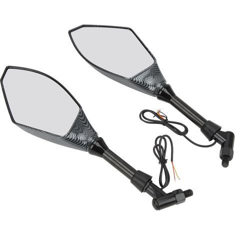 Paar Motorradspiegel mit LED-Blinkern, links und rechts, Ersatz für Ducati Monster 600 750, Carbon-Optik. (1/5)