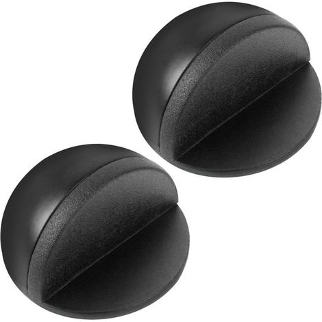 Arrêts de Portes Adhesive, 2Pièces Butées de Porte en Acier Inoxydable, Bloc Porte Sol avec Pare-Chocs en Caoutchouc, Arrêt de Porte Adhesif pour Interieur, Protection de Portes et Murs (Noir (1/5)