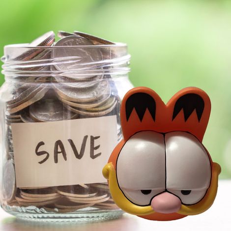 Tirelire Garfield en Plastique Souple pour Enfants - Cute Cartoon Piggy Bank avec Fonction Éducative pour Boys et Girls, Modèle Coin Tank 200g, Multi-Usage Déco et Cadeau (1/5)