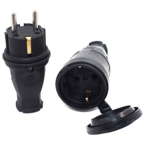 Prise électrique étanche en caoutchouc EU, connecteur européen mis à la terre avec couvercle IP44 pour bricolage d'alimentation 16a 250V (1/5)