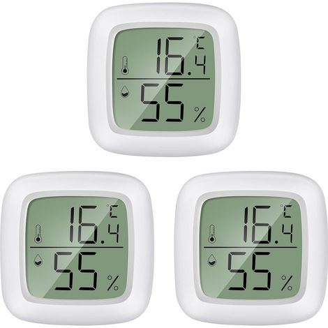 ZOLGINAH Mini Thermomètre Intérieur, 3 Pièces Hygrometre Interieur de Haute Précision, ℃/℉Commutable, pour Détecter humidité et la température, Indication du Niveau de Confort, Portable (1/5)