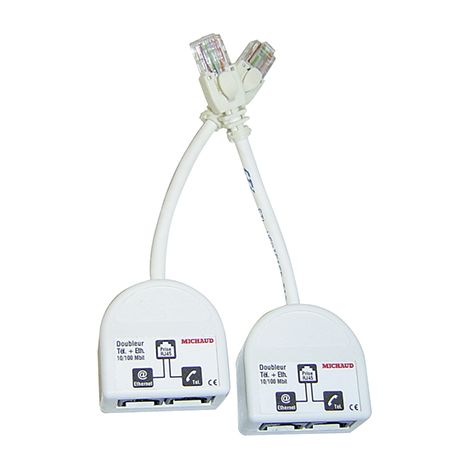 Michaud – Kit doubleurs RJ45 100 Mbit pour connexion Téléphone/Ethernet – Coffret de communication – Installation rapide dans tableau de communication (1/2)