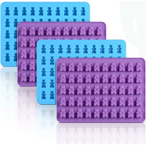 Juego de 4 moldes para dulces, de silicona antiadherente apta para alimentos, molde para dulce de chocolate, con gotero, para cocinas infantiles. (1/5)