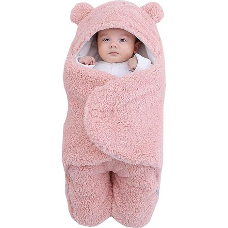 Lot de 2 Couvertures d'Emmaillotage Bébé 0-6 Mois, Langes en Polaire Berbère Velours Doux, Wrap de Nuit pour Nouveau-né Garçon Fille, Cadeau de Naissance (1/4)