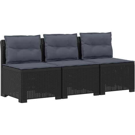 Maison Exclusive - 3-Sitzer Garten Sofa mit Kissen Rattan-Look PP (1/5)