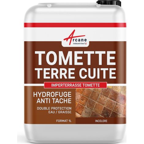 Arcane Industries – Imperméabilisant hydrofuge pour terre cuite et tomette – 1 L – Protection anti-taches et gel – Prêt à l'emploi, microporeux