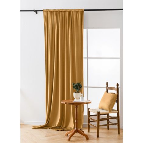 RIDEAU VELOURS SUR RUBAN 140x270 MOUTARDE OCCULTANT (1/3)