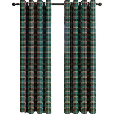 Ensemble de 2 Rideaux à Carreaux - Filtration Lumière - Design Fermier à Oeillets - pour Cuisine ou Séjour (1/4)