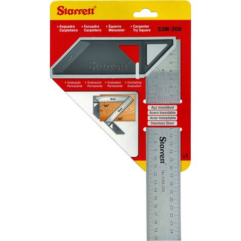Starrett K53M-200-S - Squadra da falegname in Acciaio inossidabile
