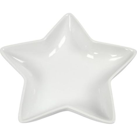 Plat étoilé - Creotime - 20 cm - Céramique - Blanc - Asymétrique (1/2)