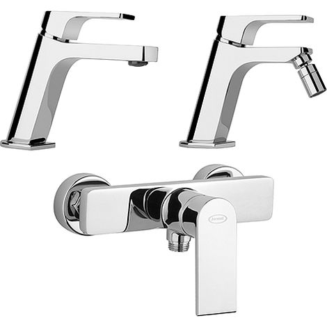 Set Rubinetti Jacuzzi per lavabo e bidet senza scarico serie Twilight e doccia esterno cromato (1/5)