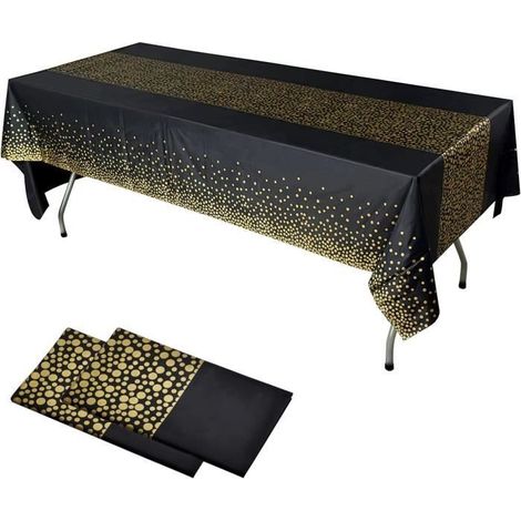 Nappe de Fête – 2 Stück – Schwarz und Gold – 137 x 274 cm – Einweg