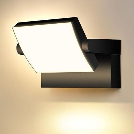 Black LED Outdoor Wall Light with 350° Rotating LED Panel, 3000K Warm White, IP65 Waterproof Outdoor Floodlight [Energy Class F] (1/3)