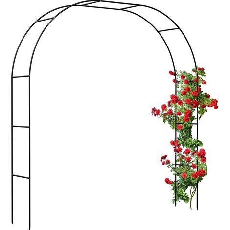 1 - Arche à rosiers - Treillis métallique - Support plantes grimpantes - Acier robuste pour extérieur - Noir - 250x235 cm ou 250x180 cm (1/5)