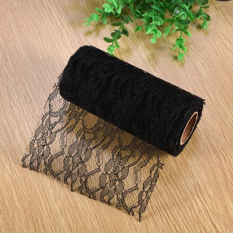 Ruban de décoration de mariage 10 yards, nappe dentelle florale pour chaise et table (Noir) (1/3)