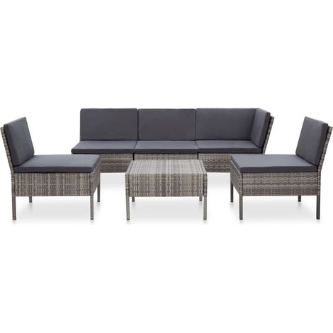 vidaXL Set Divani da Giardino 6 pz con Cuscini in Polyrattan (1/4)
