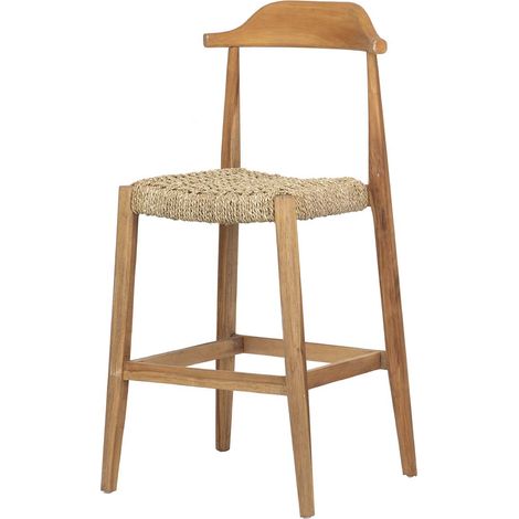 Tabouret de bar en teck naturel 50 x 50 x 110 cm