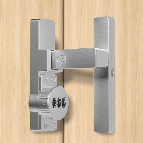 Verrou Porte Coulissante,90° Verrou Porte Interieure avec Mot De Passe Alliage de Zinc Boucle à Angle Droit,avec Vis Et Colle,Convient pour la Cuisine,Salle de Bain (argenté 90 degrés) (1/5)