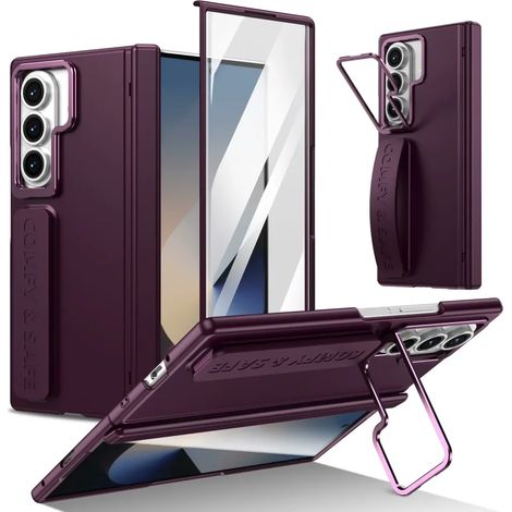Étui de téléphone avec support pour objectif (Bordeaux, Galaxy Z Fold 8 Ultra), protection d'écran en verre trempé, protection antichoc (1/5)