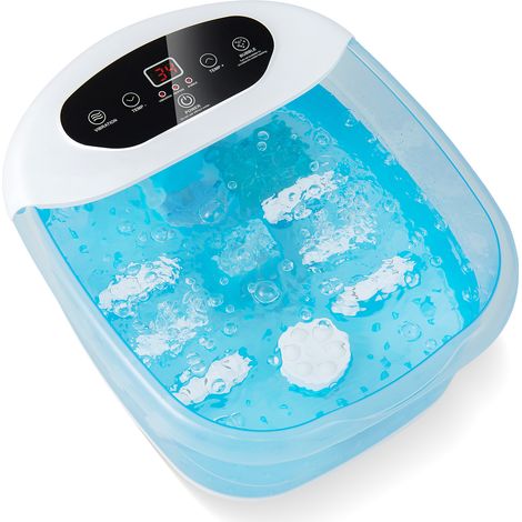 COSTWAY Foot Spa Massager Foot Bath Soak Tub with Heat & Bubble-Navy (1/5)