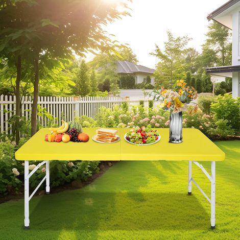 Table pliante 125cm, hauteur réglable, stable 135kg, avec poignée – idéale camping, pique-nique, jardin (1/5)