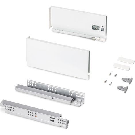 Emuca Cassetto esterno Protone 30kg, guide di estrazione totale con una chiusura soft, altezza 131mm, profondità 300mm, Acciaio, Verniciato bianco