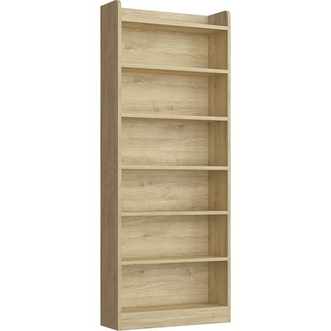 Homevive Estantería Abierta de 7 Niveles Librería de Madera con Compartimento Abierto para Oficina Estudio Sala de Estar Roble Claro