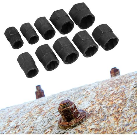 Ensemble d'outils de retrait d'écrous endommagés pour extracteur d'écrous cassés de 9 à 19mm, en boîte en aluminium 10 pièces (1/5)