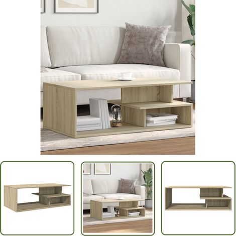 The Living Store Couchtisch Sonoma-Eiche 102x55x35 cm Holzwerkstoff - Couchtisch - Wohnzimmerstil - Esszimmertisch - Holzwerkstoff Möbel - Sideboard (1/5)