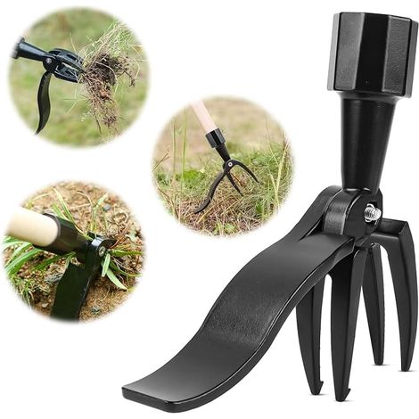 Desmalezador de pie, desmalezador manual, herramienta para desmalezar con 4 garras de acero inoxidable y pedal, herramienta manual para desmalezar en el jardín, extractor de malezas (1/5)