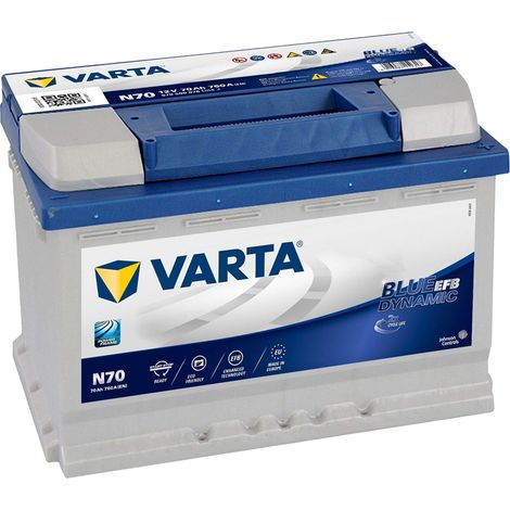 BATTERIA PER AUTO START & STOP 'VARTA BLUE DYNAMIC EFB' 'N70' - 70 Ah dx / mm 278 x 175 x 190