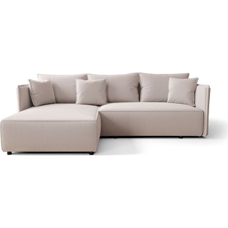 Canapé d’angle tissu convertible avec coffre MILAN angle gauche-Blanc-angle gauche (1/4)