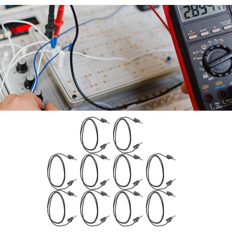 10 Ensembles de Cordons de Test avec Fiches Banane Mâle à Mâle, Noyau en Laiton pour Tests Électriques, 4MM Noir J.70006 (1/5)