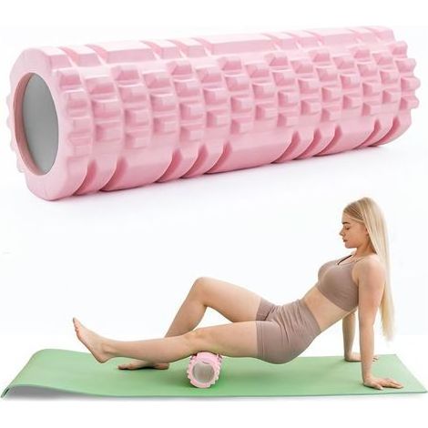 Pinkfarbene Schaumstoffrolle für Pilates, Yoga und andere Übungen. Multifunktionale Schaumstoffrolle, ideal für Muskelaufbau, Fitness und Faszienmassage. Geeignet für Zuhause und Fitnessstudio. (1/5)