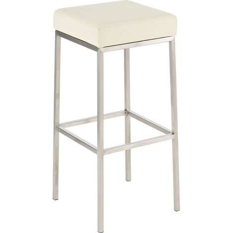 Taburete de bar Funda de polipiel Montreal Acero inoxidable Crema (1/4)