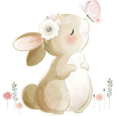 Wandaufkleber mit Cartoon-Hasen und Schmetterlingen für Kinderzimmer, Wohnzimmer, Schlafzimmer, als dekorative Hintergrundaufkleber für Jungen- und Mädchenzimmer, Babyzimmer, Wandaufkleber mit Wildtie