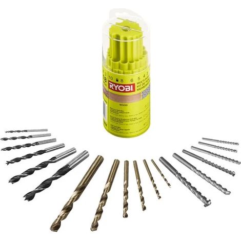 Ryobi RAK18DMIX Kit 18 Bits Bohrer Schraubendreher Bohren Holz Wand Metall