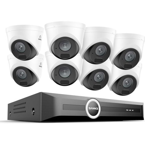 SANNCE Système de Sécurité PoE 2K 3MP, NVR de Surveillance 8CH 6MP avec 4 Caméras Dôme HD 3MP Résistantes aux Intempéries et Compression Vidéo H.265 (1/5)
